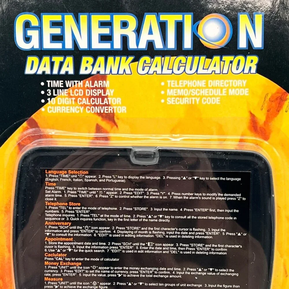 Vintage Generation Data Bank Calculator With 3-Line LCD Display Alarm & Planner